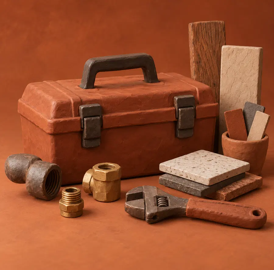 Illustration of property service businesses equipment and workspace